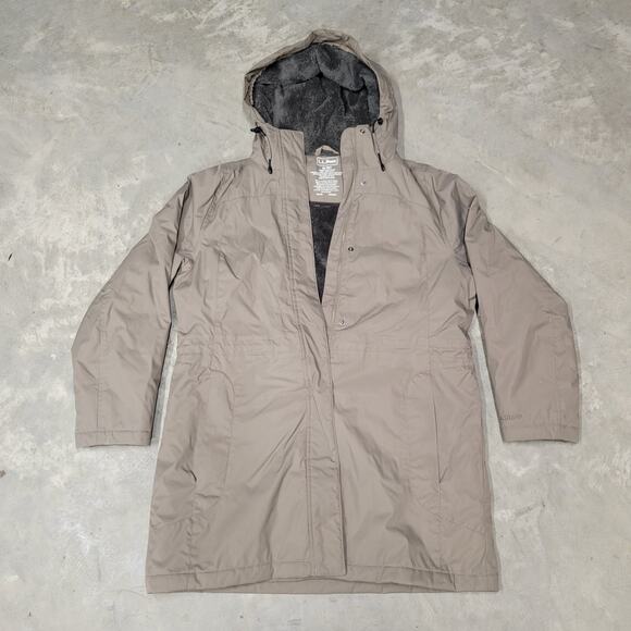 L.L. Bean Women’s Parka Coat Light Brown Hooded Full Zip Size Medium - Picture 1 of 10